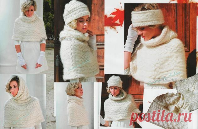 Снуд и шапочка-повязка спицами. Описание, схемы вязания