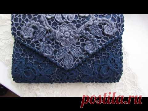 Cумочка  - клатч Ночные цветы/ Ирландское кружево/ Кружевная сумочка