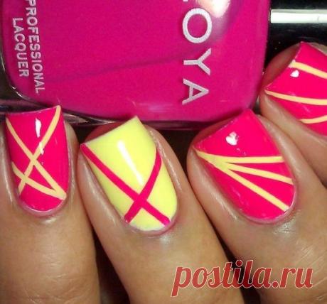 pink and yellow contrasts | nails