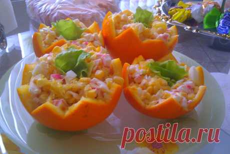 Салат из крабовых палочек и апельсинов