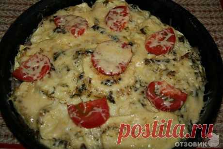 Очень вкусно- кабачки, запеченные с грибами и фаршем..