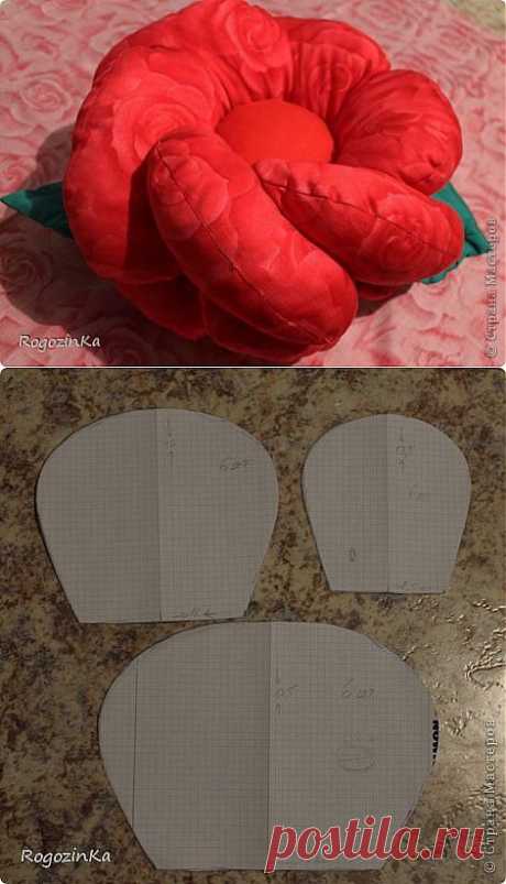 Как сшить подушку розу. Мастер-класс.