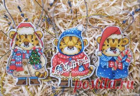 Рождественские тигрята | Вышивка.