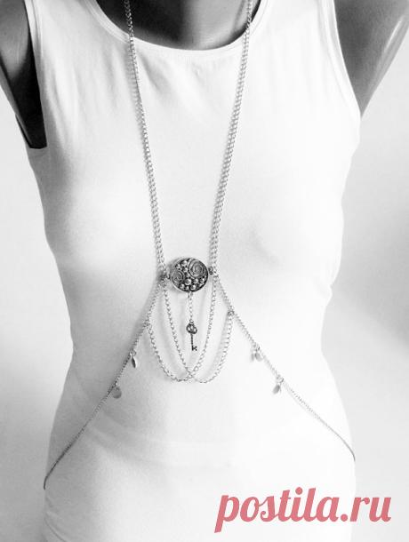 Body Harness Jewelry body jewelry body necklace silver by selenayy