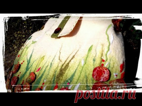 #felting #валяние сумки-притирка на шаблоне и без Декор с волокнами-3 часть