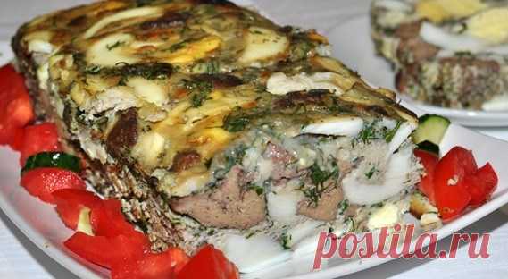 (+21) Запеканка из куриной печени в духовке. С вареными и сырыми яйцами.