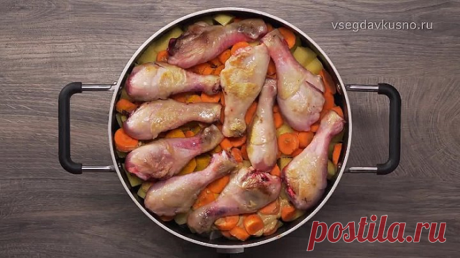 Нежные кусочки курицы и овощи в горчичном соусе