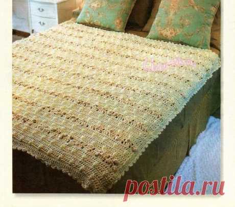 Плед и подушка из квадратных мотивов - Описание вязания, схемы вязания крючком и спицами | Узорчик.ру