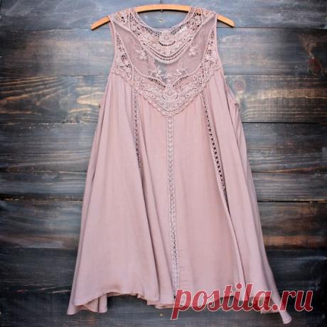 Taupe boho crochet lace dress