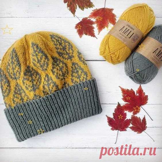 Красивая шапка с узором 
