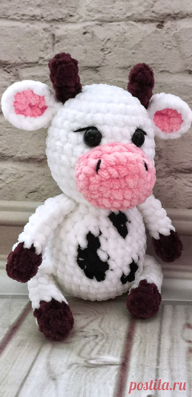 PDF Бычок Малышок крючком. FREE crochet pattern; Аmigurumi animal patterns. Амигуруми схемы и описания на русском. Вязаные игрушки и поделки своими руками #amimore - корова, коровка, телёнок, плюшевый бык, бычок из плюшевой пряжи.