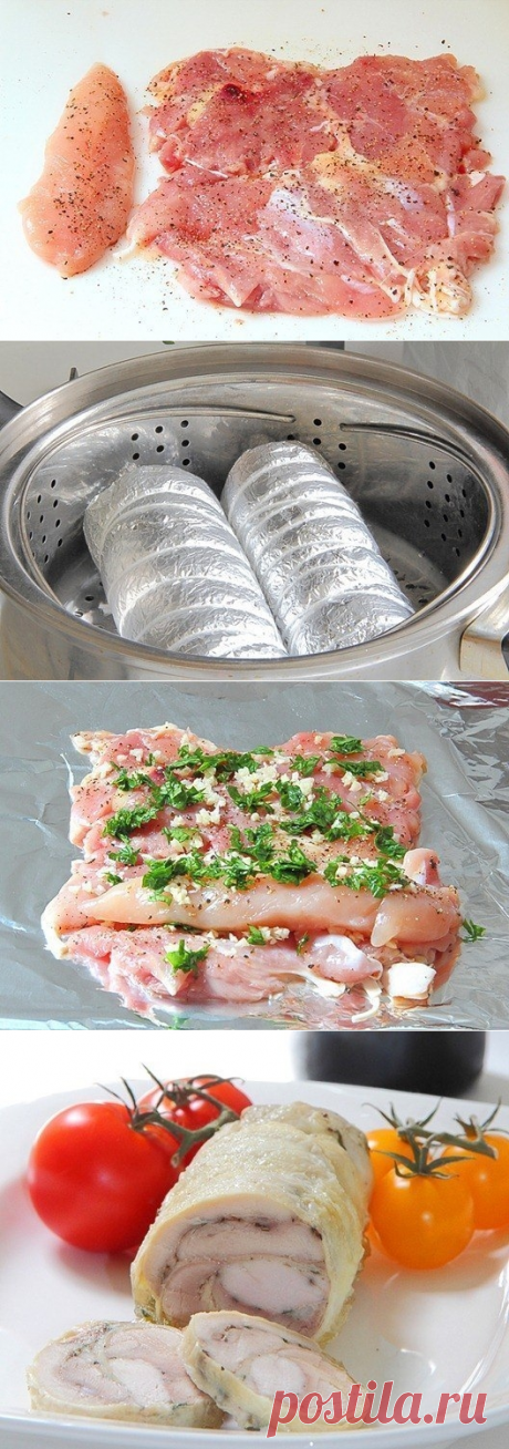 Как приготовить паровой куриный рулет  - рецепт, ингридиенты и фотографии