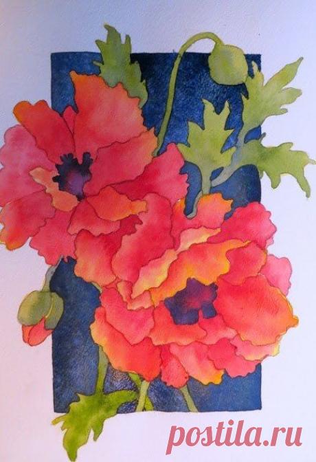 Маки акварелью — DIYIdeas