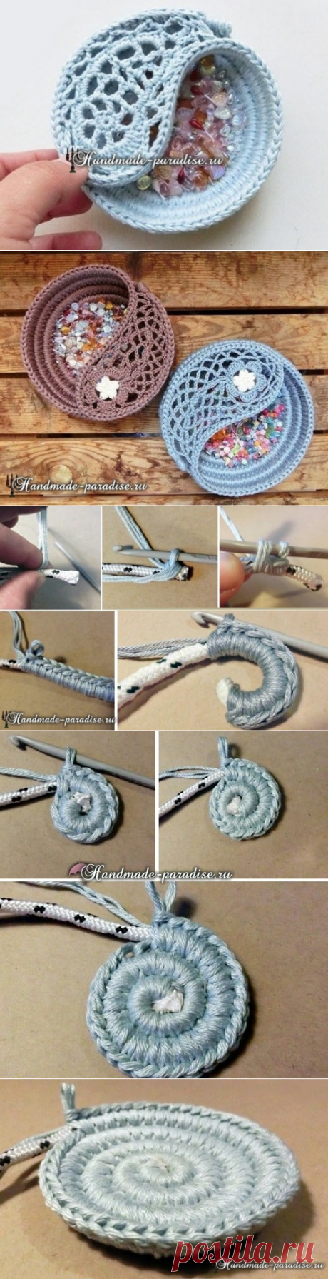Корзинка из веревки с обвязкой крючком - Handmade-Paradise