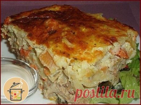 Овощная запеканка с фаршем.