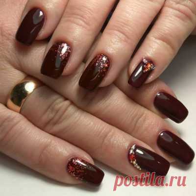 Новогодний бордовый маникюр 2022 Modnail.ru - Красивый маникюр
