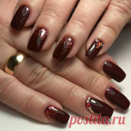 Новогодний бордовый маникюр 2022 Modnail.ru - Красивый маникюр