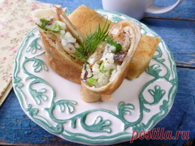​Блинчики с тунцом и рисом — Sloosh – кулинарные рецепты