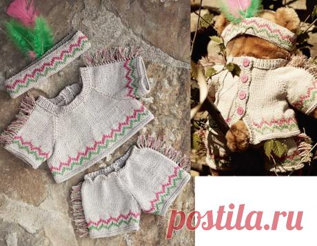 Костюм индейца для мишки - схема вязания спицами. Вяжем Игрушки на Verena.ru