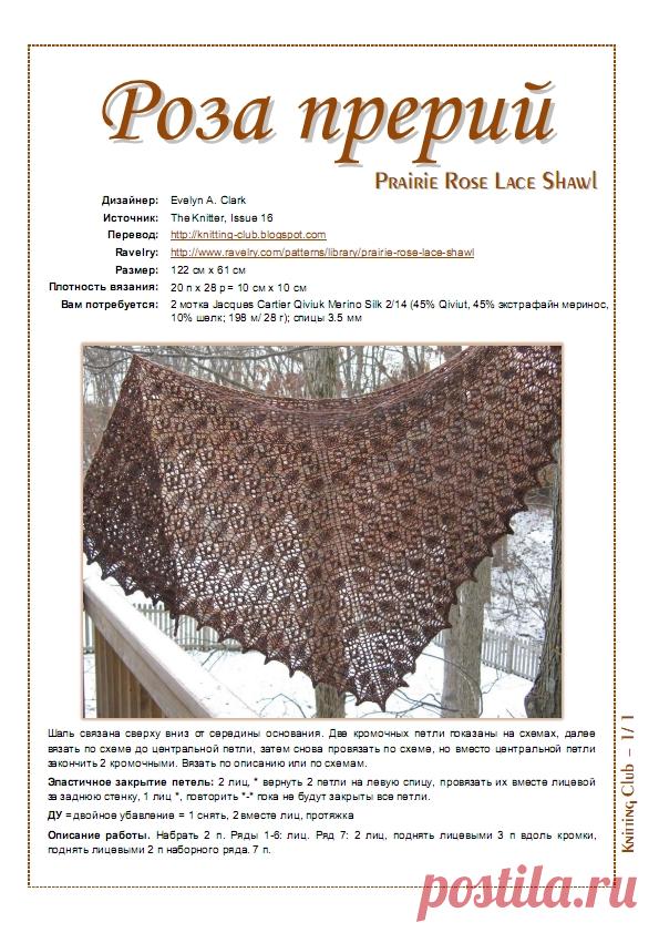 Шаль Роза прерий / Prairie Rose Lace Shawl