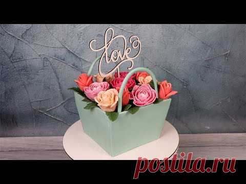 Торт КОРЗИНКА С ЦВЕТАМИ | Без мастики! Полностью съедобные цветы