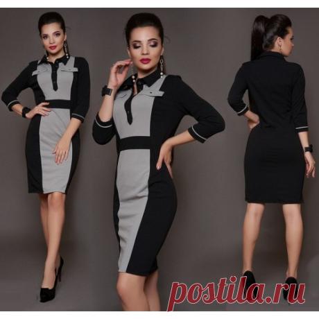 Платье офисное комбинированное купить недорого