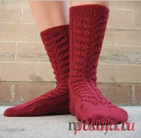 Ажурные носки спицами » Ниткой - вязаные вещи для вашего дома, вязание крючком, вязание спицами, схемы вязания