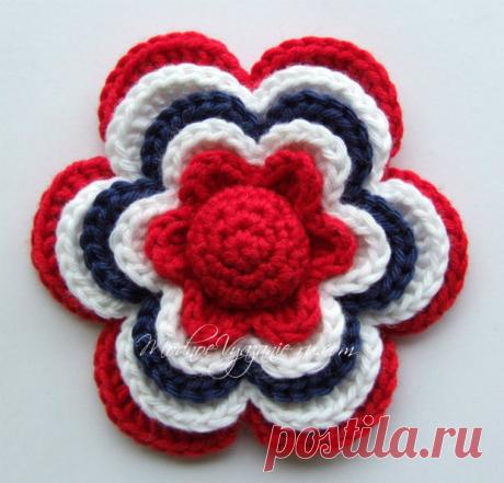 Как связать многослойный цветок крючком - Crochet Modnoe Vyazanie