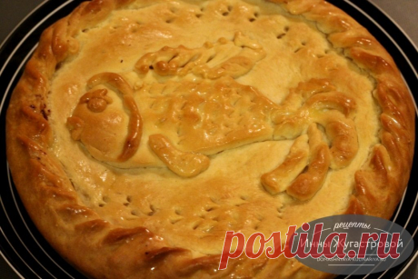 Рыбный пирог с рисом и луком из быстрого дрожжевого теста