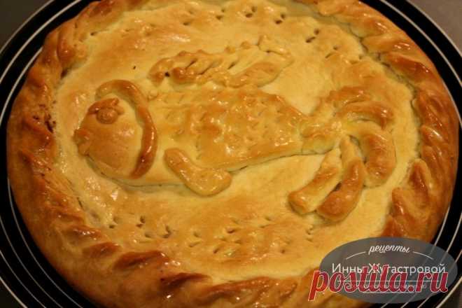 Рыбный пирог с рисом и луком из быстрого дрожжевого теста