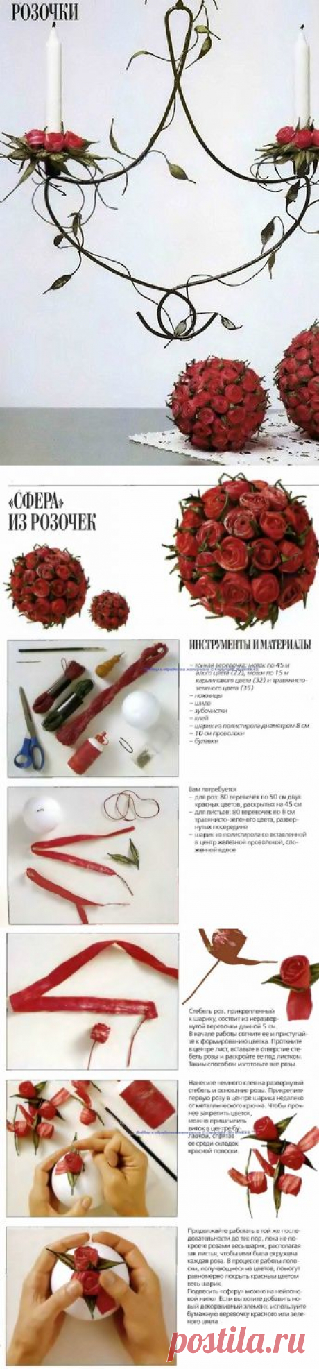 Изделия из бумажных веревочек - розы.