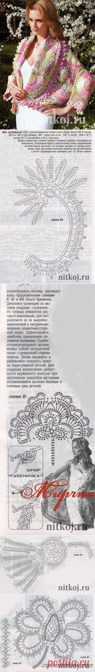 Жакет в технике гипюрного кружева » Ниткой - вязаные вещи для вашего дома, вязание крючком, вязание спицами, схемы вязания