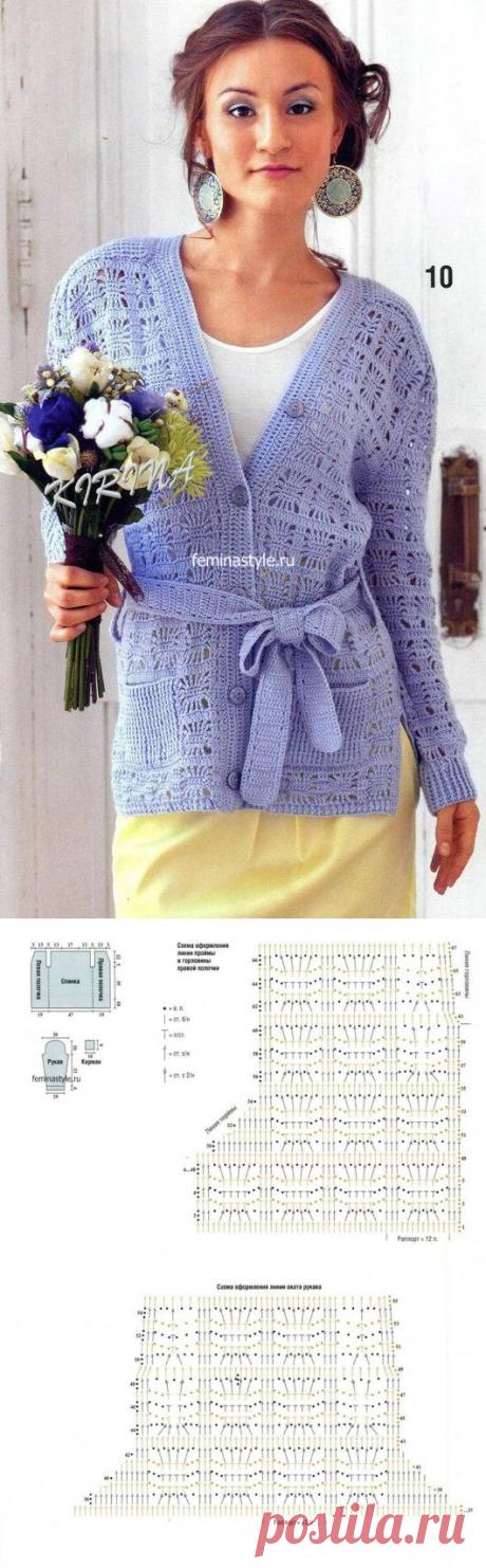 Жакет с узором "паучки" крючком / Рукоделие / Домоводство / Женские секреты / Женский стиль