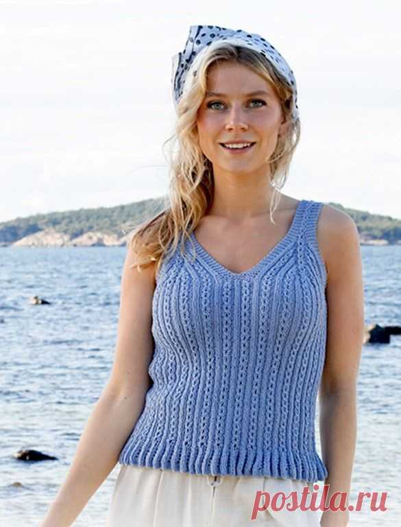 Топ с узором из мелких кос (Вязание спицами) — Журнал Вдохновение Рукодельницы
