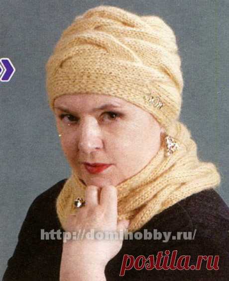 Шапочка с узором &quot;косы&quot;
