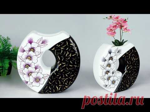 Stylist Flower Vase making || Cement flower vase - Gypsum flower vase