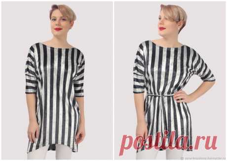 Туника платье бархатное в полоску выше колена – купить на Ярмарке Мастеров – M0K18RU | Туники, Москва