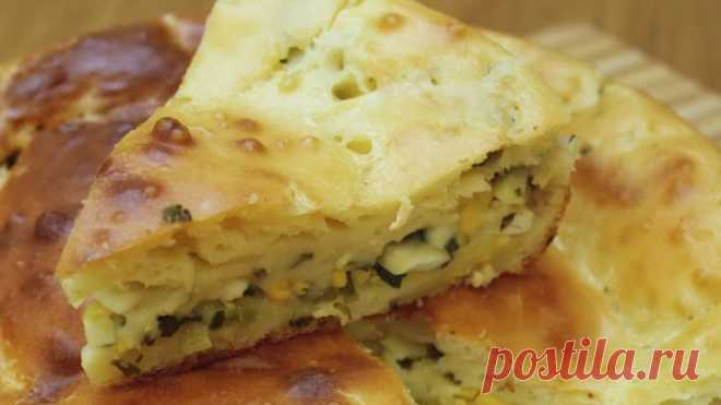 Заливной пирог с луком и яйцом