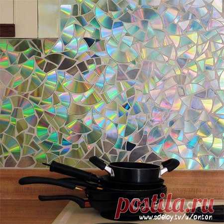 Кухонный фартук из CD дисков