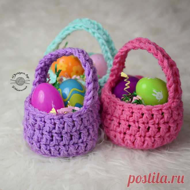 Как связать пасхальную корзинку крючком