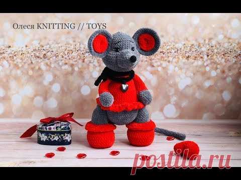 КАК СВЯЗАТЬ МЫШКУ ИЗ ПЛЮШЕВОЙ ПРЯЖИ..МЫШКА-ВАЛЕНТИНКА..