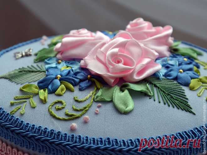 Вышиваем лентами чудесную шкатулку - Ярмарка Мастеров - ручная работа, handmade