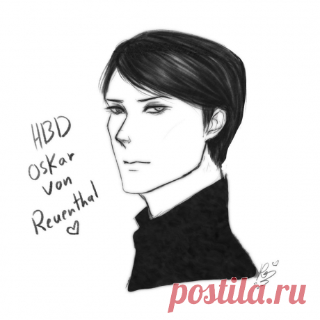 Photo by Rosarina on October 26, 2020. May be a drawing of one or more people, hair, outerwear and text that says 'HBD oskar Reuenthal Von ॐ്'.
