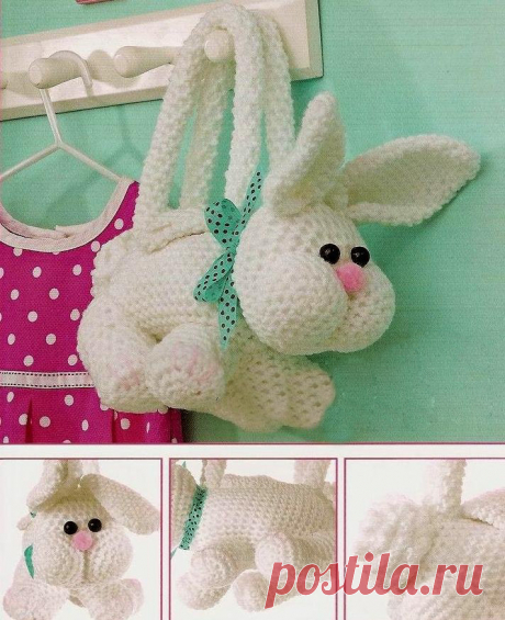 ​Вязаная сумка в виде зайца — DIYIdeas