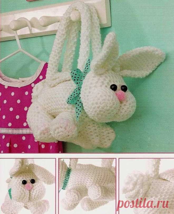 ​Вязаная сумка в виде зайца — DIYIdeas