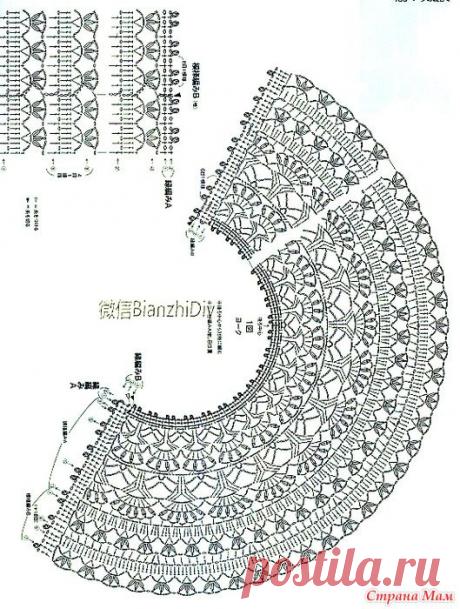 Ажурный жакет круглая кокетка которого выполнена узором лилии. Крючок