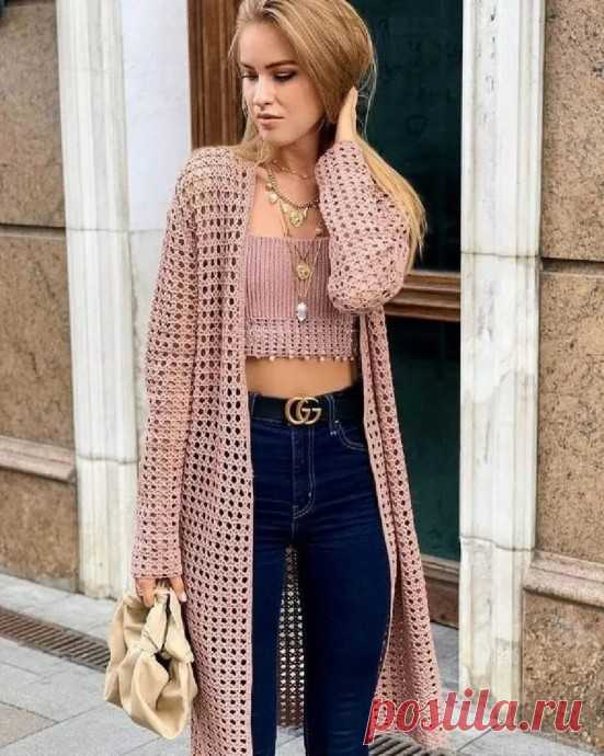 Интересный кардиган крючком