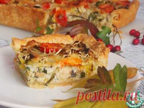 Киш с луком-пореем и грибами Кулинарный рецепт