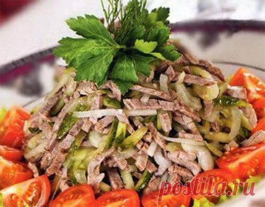 Мясной салат с говядиной