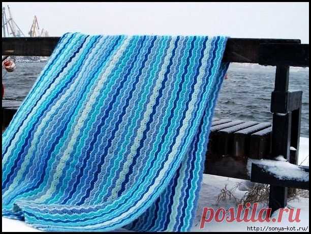 Плед Морская волна